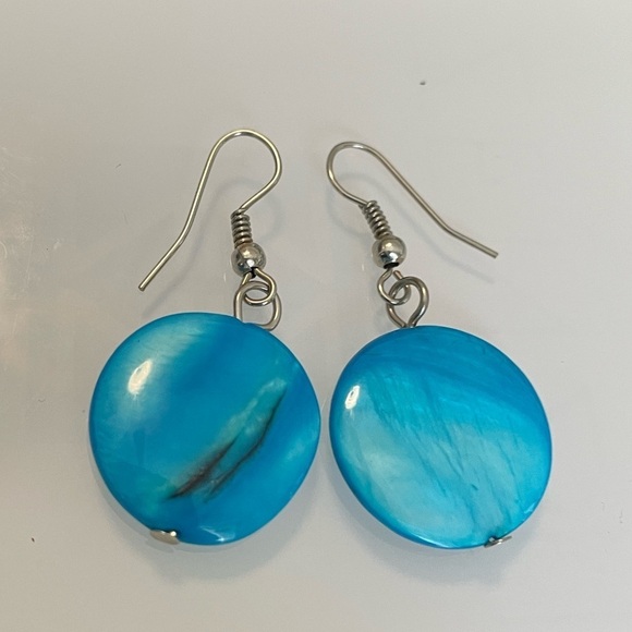Light Blue Clay Dangle Earrings - Picture 1 of 4